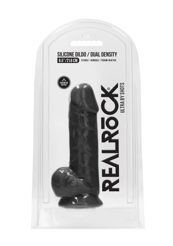 Черный фаллоимитатор Realistic Cock With Scrotum - 21,5 см. фото 2