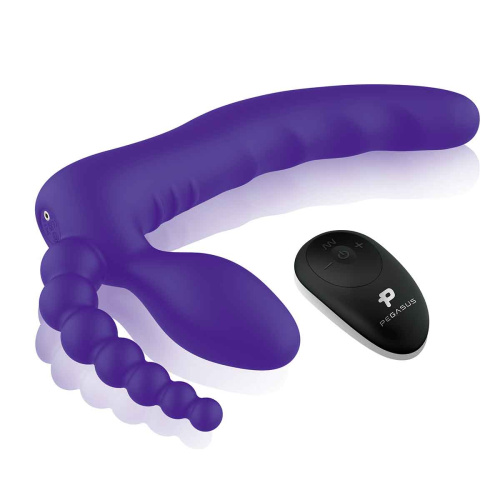 Фиолетовый безремневой страпон с пультом ДУ 7’’ Remote Control Strapless - 24 см. фото 3