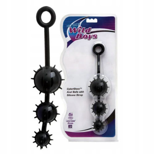 Чёрные стеклянные анальные шарики в силиконовом коконе Чёрные стеклянные анальные шарики в силиконовом коконе