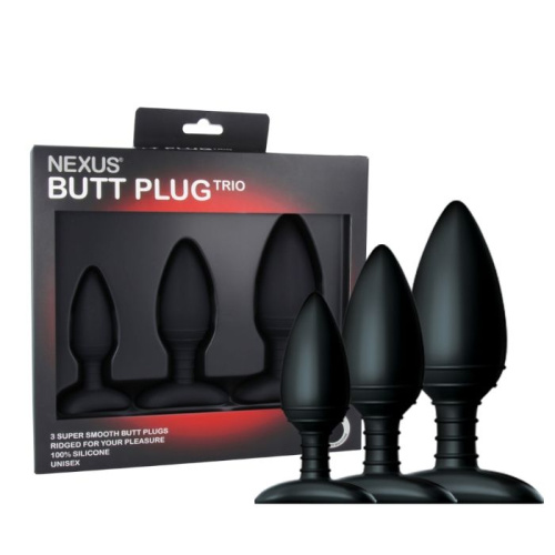 Набор из 3 черных анальных втулок NEXUS BUTT PLUG TRIO SET фото 2