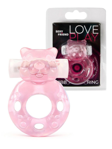 Розовое эрекционное виброкольцо в форме мишки фото 3