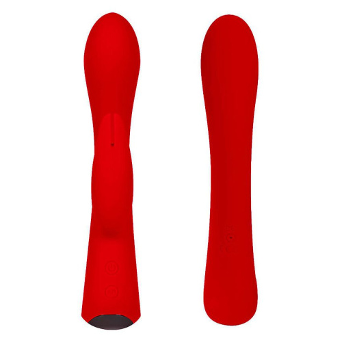Красный вибромассажер-кролик 5  Silicone Bunny Love - 19,1 см. фото 4