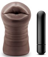Коричневый мастурбатор-ротик Heather