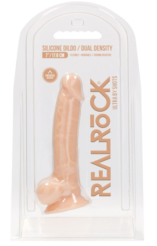 Телесный фаллоимитатор Silicone Dildo With Balls - 17,8 см. фото 4
