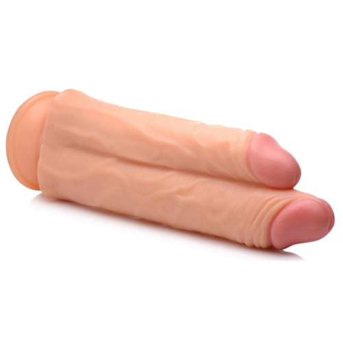 Телесный сдвоенный фаллоимитатор Double Stuffer 10  Double Pecker Dildo - 27 см. фото 3