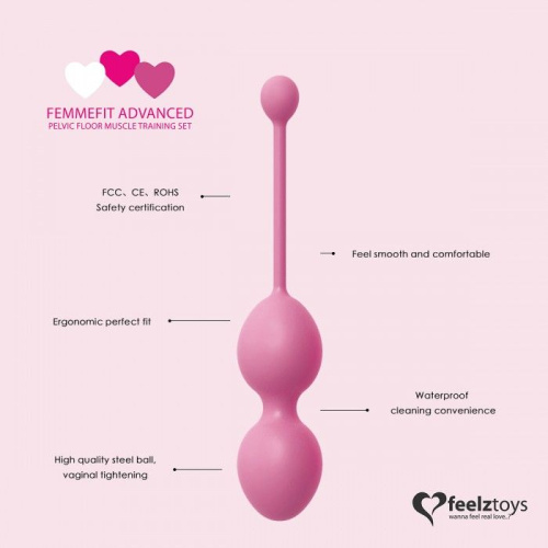 Набор из 3 розовых вагинальных шариков FemmeFit Advanced Pelvic Muscle Training Set фото 4