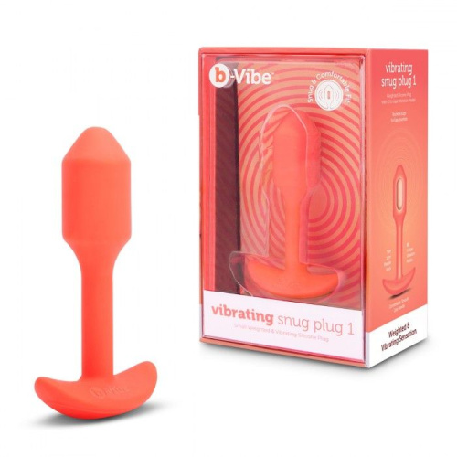 Оранжевая вибропробка для ношения B-vibe Snug Plug 1 - 10 см. фото 2
