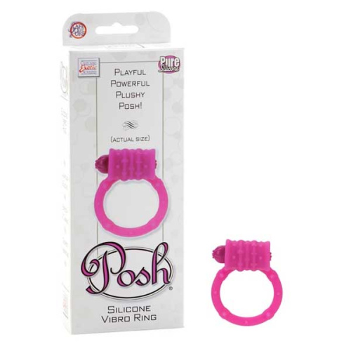 Розовое эрекционное кольцо Posh Silicone Vibro Rings фото 2