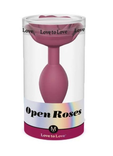 Сливовая анальная пробка с ограничителем-розой Open Rose Size M Butt Plug фото 6