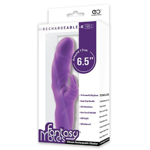 Фиолетовый вибратор с клиторальным стимулятором MATES FANTASY RECHARGE VIBRATOR - 17 см. фото 2