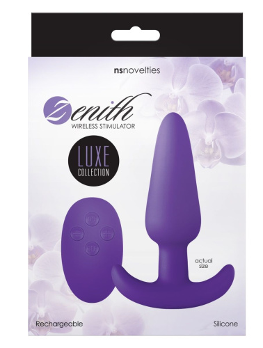 Фиолетовая анальная вибропробка с пультом ДУ Luxe Zenith Wireless Plug - 9,9 см. фото 2
