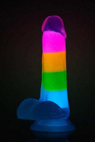 Яркий люминесцентный фаллоимитатор Rainbow Rave - 16,5 см. фото 5
