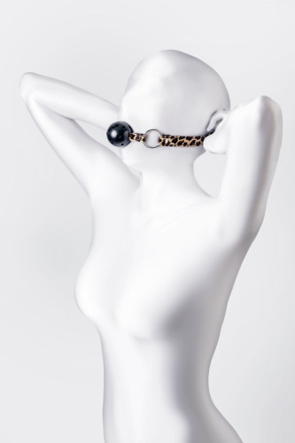 Черный кляп-шар на леопардовых ремешках Anonymo фото 3