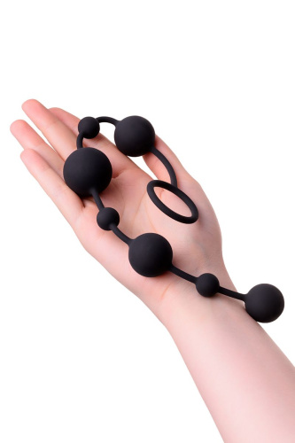 Черная анальная цепочка A-toys с шариками - 35,9 см. фото 5