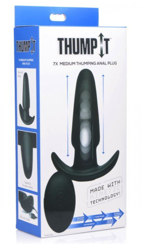 Черная анальная вибропробка Kinetic Thumping 7X Medium Anal Plug - 13,3 см. фото 4