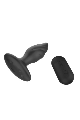 Черная анальная вибропробка Angelina Remote Rotating Plug - 14 см. фото 4