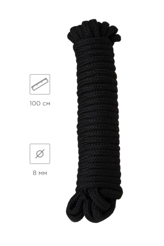 Черная текстильная веревка для бондажа - 1 м. фото 10