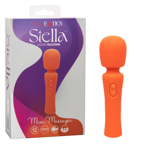 Оранжевый вибромассажер Stella Liquid Silicone Mini Massager - 14,5 см. фото 2