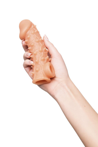 Телесная закрытая насадка с пупырышками Cock Sleeve 005 Size M - 15,6 см. фото 9