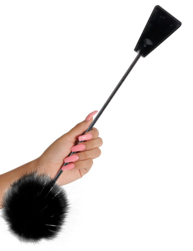 Черный стек Feather Crop с пуховкой на конце - 53,3 см. фото 3