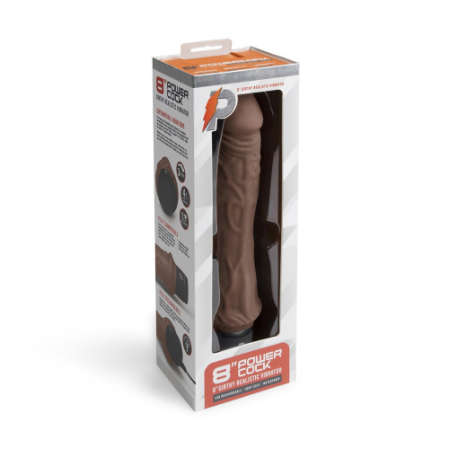 Коричневый вибратор-реалистик 8  Girthy Realistic Vibrator - 24,5 см. фото 3