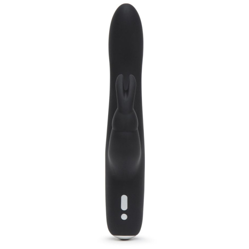 Черный вибратор с клиторальным отростком Greedy Girl Slimline Rabbit Vibrator - 22,8 см. фото 2