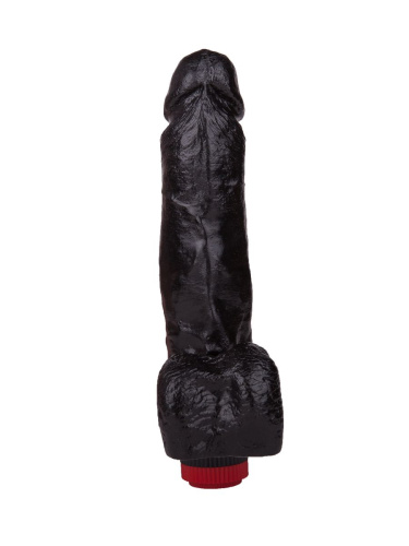 Чёрный вибромассажёр с мошонкой - 19 см. фото 3
