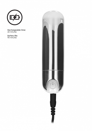 Серебристая перезаряжаемая вибропуля 7 Speed Rechargeable Bullet - 7,7 см. фото 2