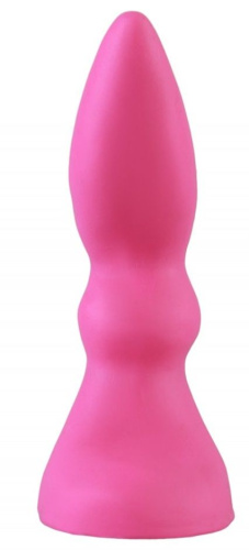 Розовая изогнутая анальная пробка - 10 см. фото 2
