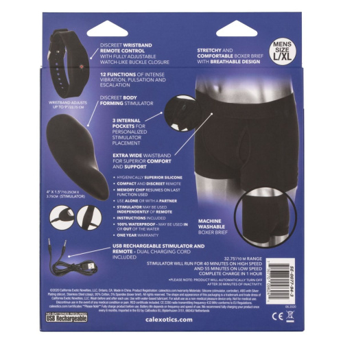Черные трусы-боксеры с вибромассажером Remote Control Panty Set L/XL фото 5
