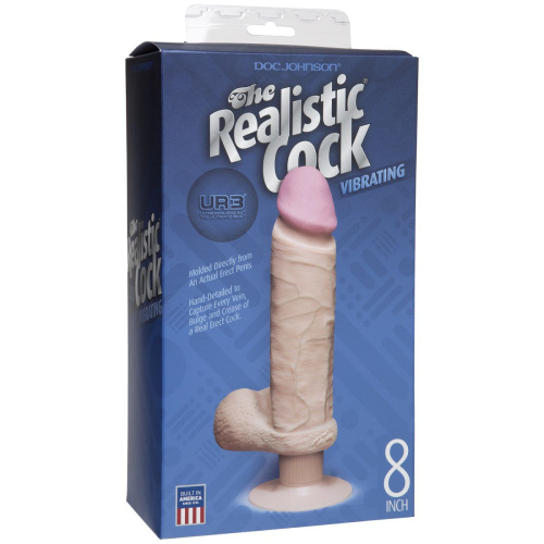 Вибромассажер-реалистик на присоске The Realistic Cock ULTRASKYN Vibrating 8”- 23,5 см. фото 2