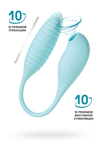 Голубое виброяйцо с вакуум-волновым стимулятором клитора Roow фото 2