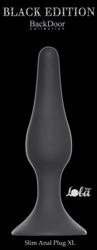 Чёрная анальная пробка Slim Anal Plug XL - 15,5 см. фото 2