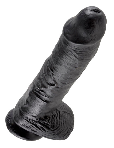 Реалистичный чёрный фаллоимитатор-гигант 10  Cock with Balls - 25,4 см. фото 4