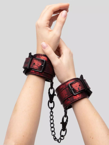 Красно-черные наручники Reversible Faux Leather Wrist Cuffs фото 4
