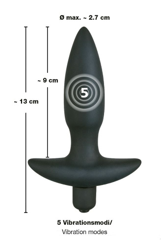 Анальная вибровтулка с 5 скоростями вибрации Vibrating Plug Small - 13 см. фото 5