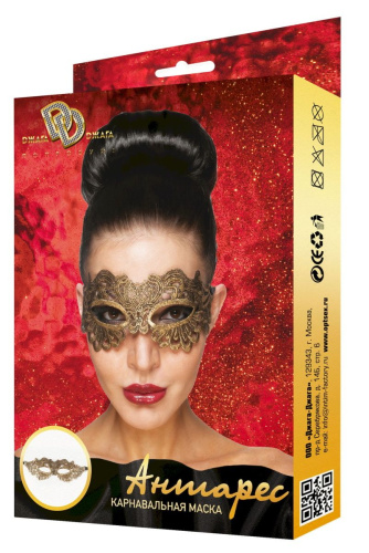 Золотистая карнавальная маска  Антарес фото 3