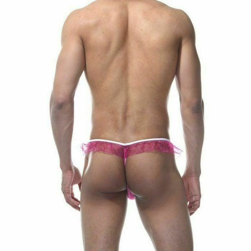 Мужские розовые трусы-тонги с оборками фото 2 Мужские розовые трусы-тонги с оборками фото 2