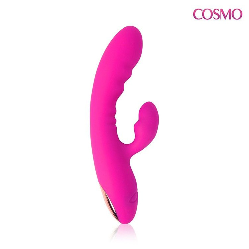 Розовый силиконовый вибромассажер с отростком и 20 режимами вибрации Розовый силиконовый вибромассажер с отростком и 20 режимами вибрации