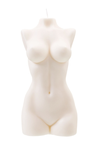 Белая интерьерная свеча в форме женского торса - 850 гр. фото 4