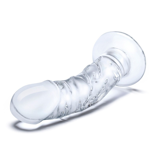 Стеклянный фаллоимитатор из стекла 7’’ Curved Realistic Glass Dildo With Veins - 15,9 см. фото 3