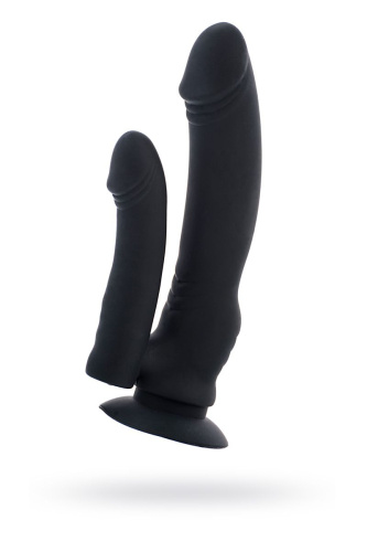 Чёрный вибратор для двойного проникновения - 19,5 см. Чёрный вибратор для двойного проникновения - 19,5 см.