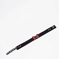 Черный ошейник с красным декором и строчкой