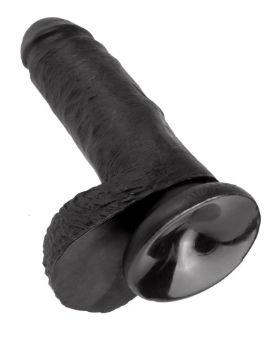 Чёрный фаллоимитатор с мошонкой 7  Cock with Balls - 19,4 см. фото 3