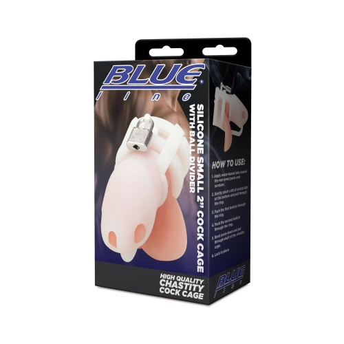 Белая клетка для пениса Silicone Small 2 in Cock Cage With Ball Divider фото 4