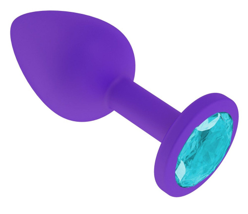 Фиолетовая силиконовая пробка с голубым кристаллом - 7,3 см. фото 2