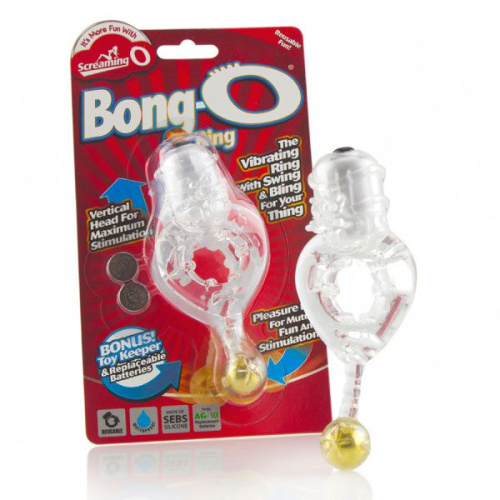 Виброкольцо с золотым шариком Bong O фото 3