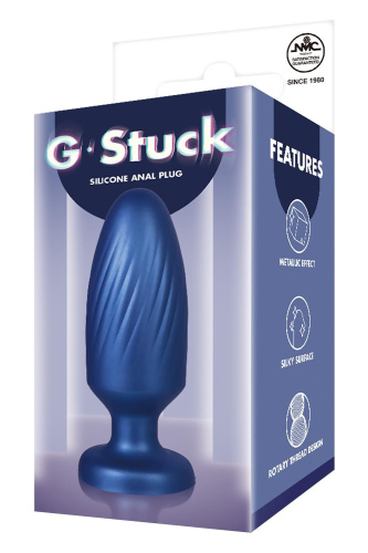 Синяя анальная пробка 4 Inch Silicone Anal Plug - 12 см. фото 4