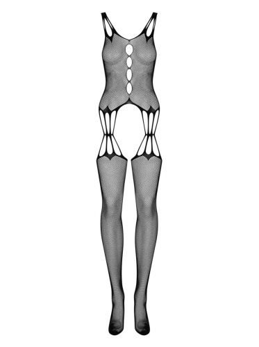 Эффектный боди-комбинезон с имитацией чулок и вырезами фото 5