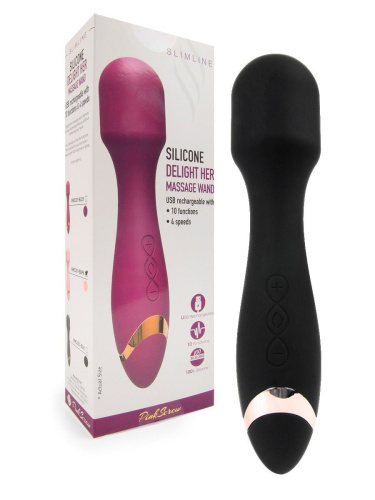 Черный силиконовый wand-вибратор - 18,5 см. фото 2